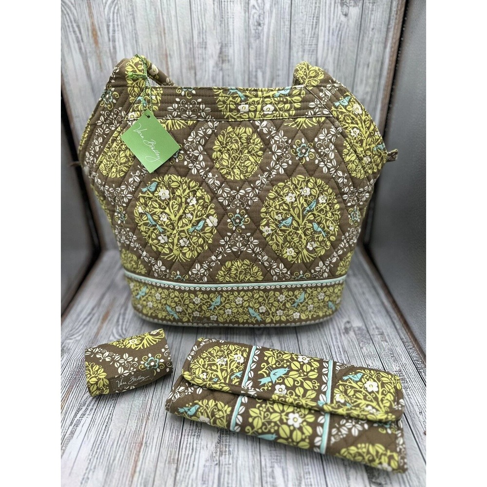 3 Piece SET - VERA BRADLEY Side by Side Bag SITTIN' IN A TREE RETIRED crossbody